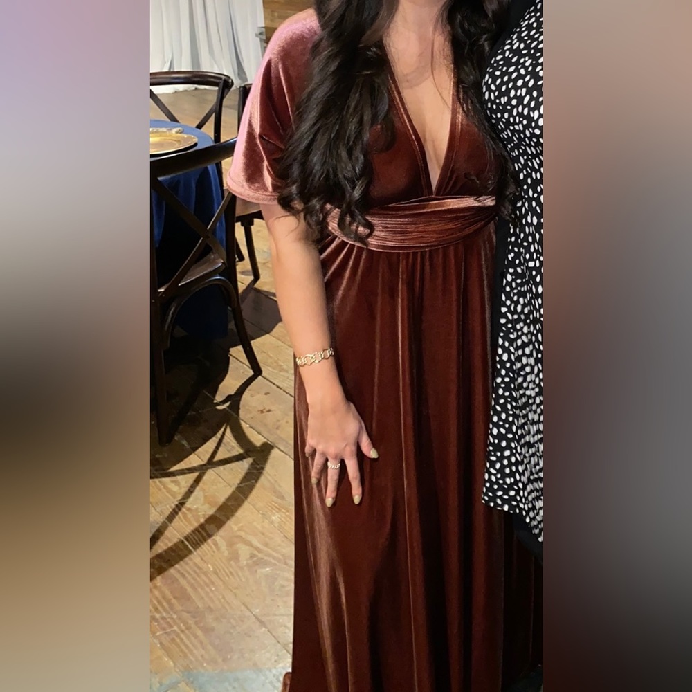 Revelry- Micah Convertible Velvet Terracotta Bridesmaid Dress